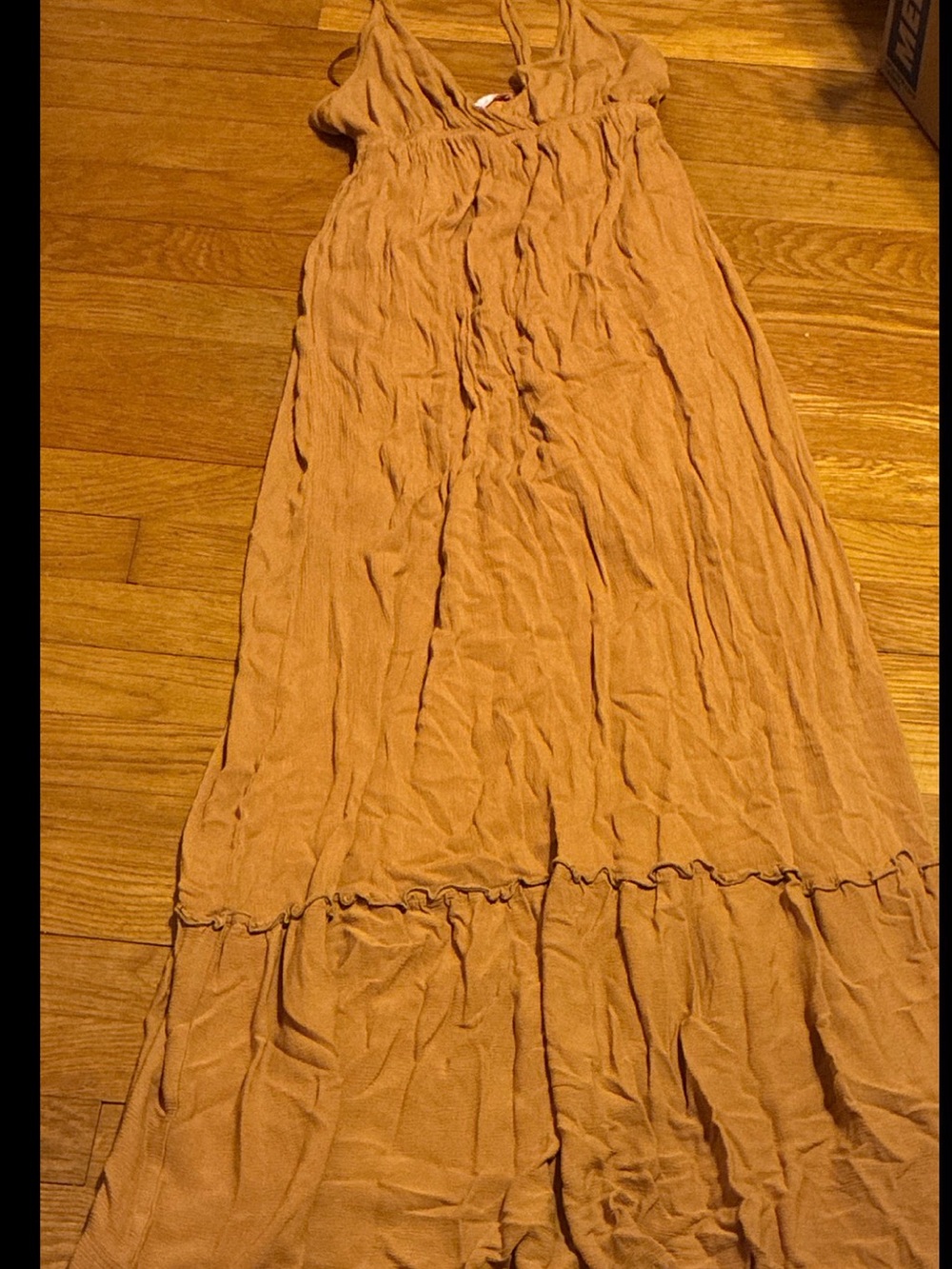 Pink Lily Rust/Tan Spaghetti-Strap Maxi Dress